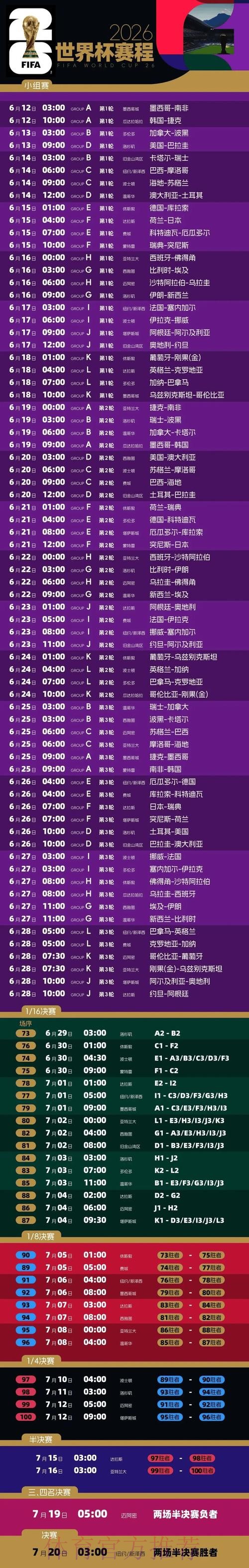 2026世界杯每日赛程实时更新全程直播实时查看 2026世界杯每日赛程实时更新全程直播实时查看