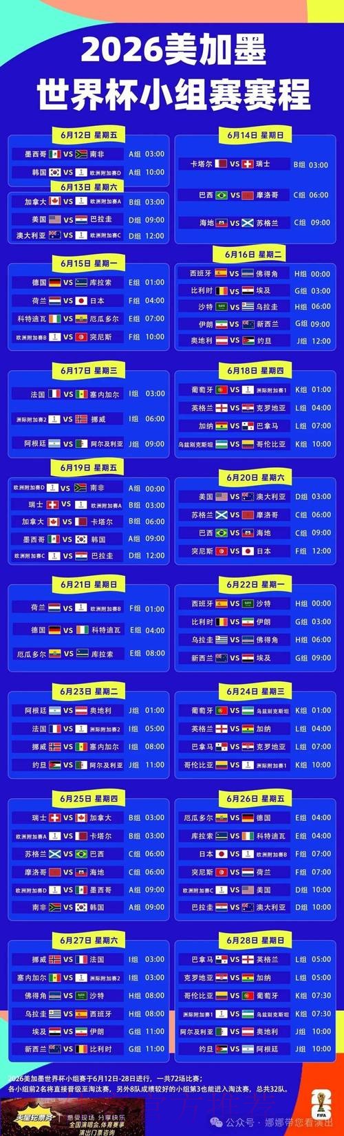 2026世界杯完整赛程详细安排比赛时间表怎么查 2026世界杯完整赛程详细安排比赛时间表怎么查